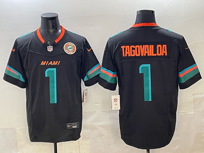 Men Miami Dolphins #1 Tua Tagovailoa black Nike 2025 Limited Nike NFL Jersey 06->miami dolphins->NFL Jersey